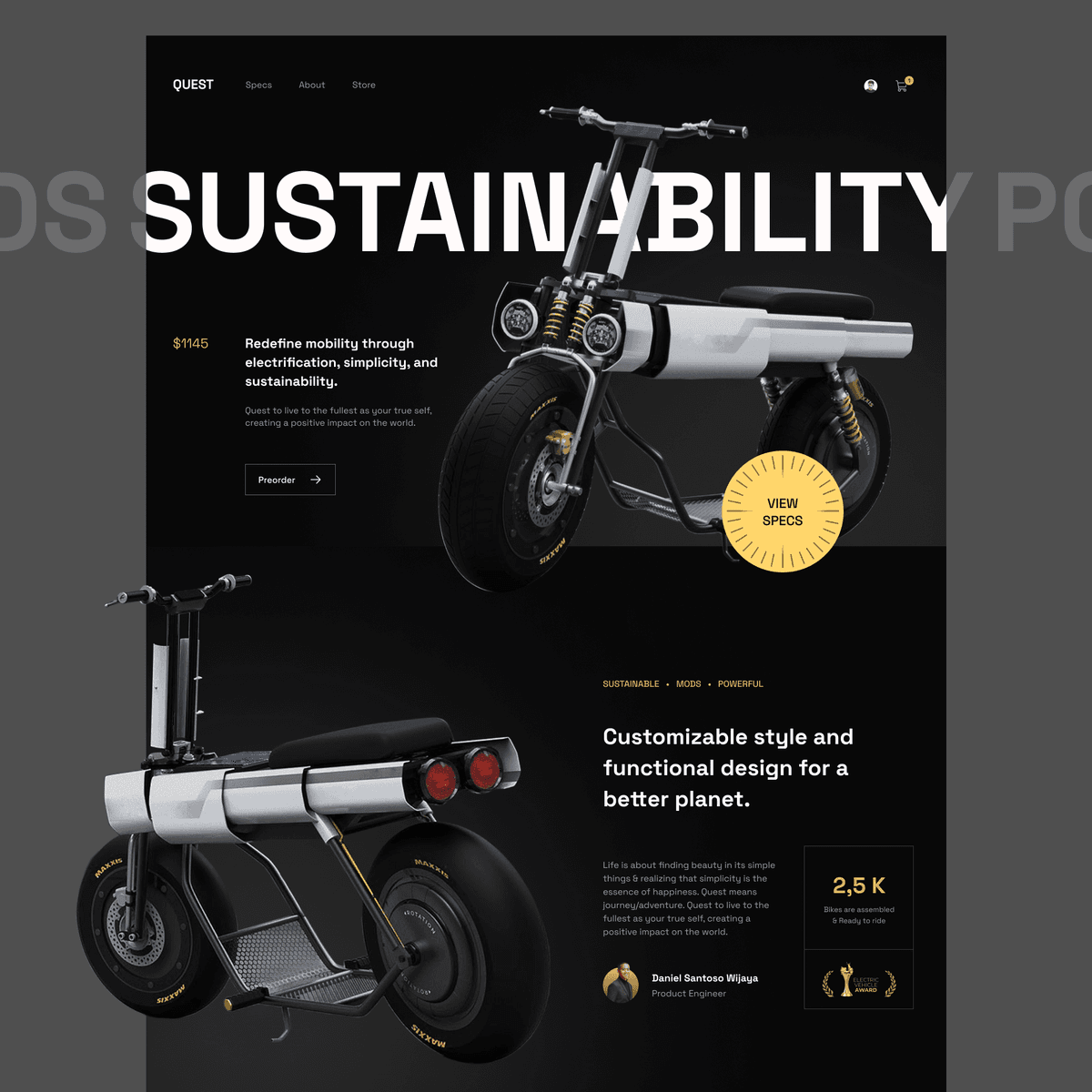 Electric Motorcycle Web Design